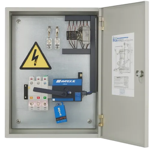 Outdoor extra low voltage (ELV) box with IP-rated weatherproof casing for lighting, sensors, and automation circuits in public infrastructure zones LNL Qatar Saudi Arabia